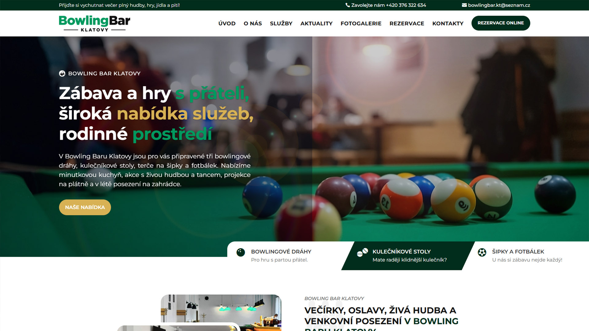 Náhledový obrázek projektu Bowling Bar Klatovy