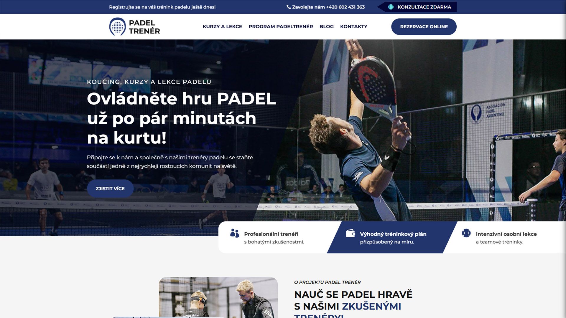 Náhledový obrázek projektu Padel Trenér