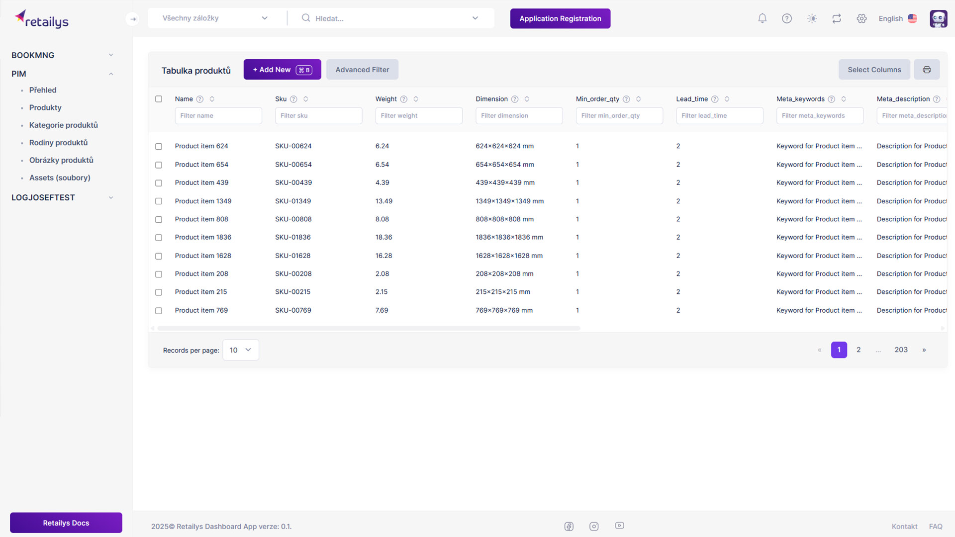 Náhledový obrázek projektu Retailys Dashboard App